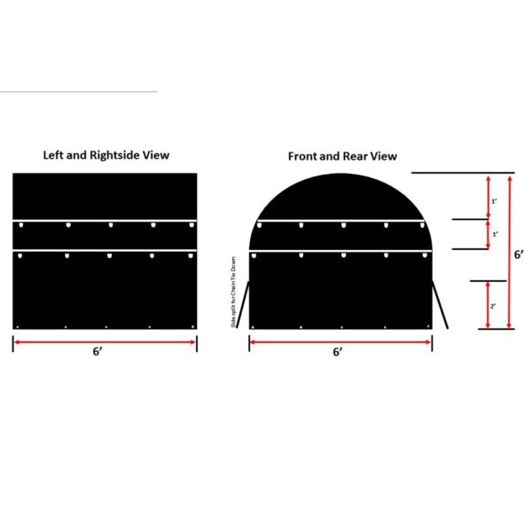 6' wide x 6' tall x 6' long coil sack tarp semi trailer