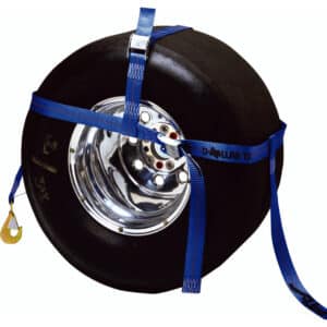 Tire Bonnet with Ratchet Blue Double Adjustable Hot shot or Semi Trailer, Car Hauler
