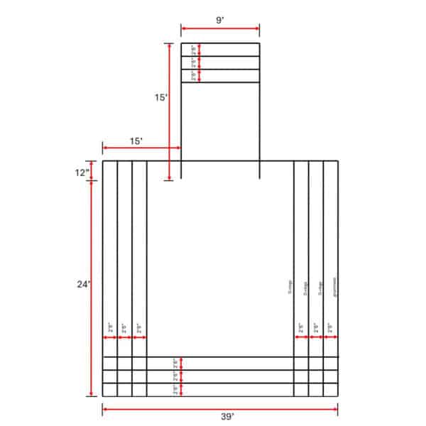 15' Drop x 39' wide x 24' Long, Rain Flap Tail Sheet, 3 rows d-rings on all 4 sides semi trailer
